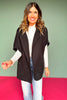 Black Hooded Poncho Wrap with Pockets