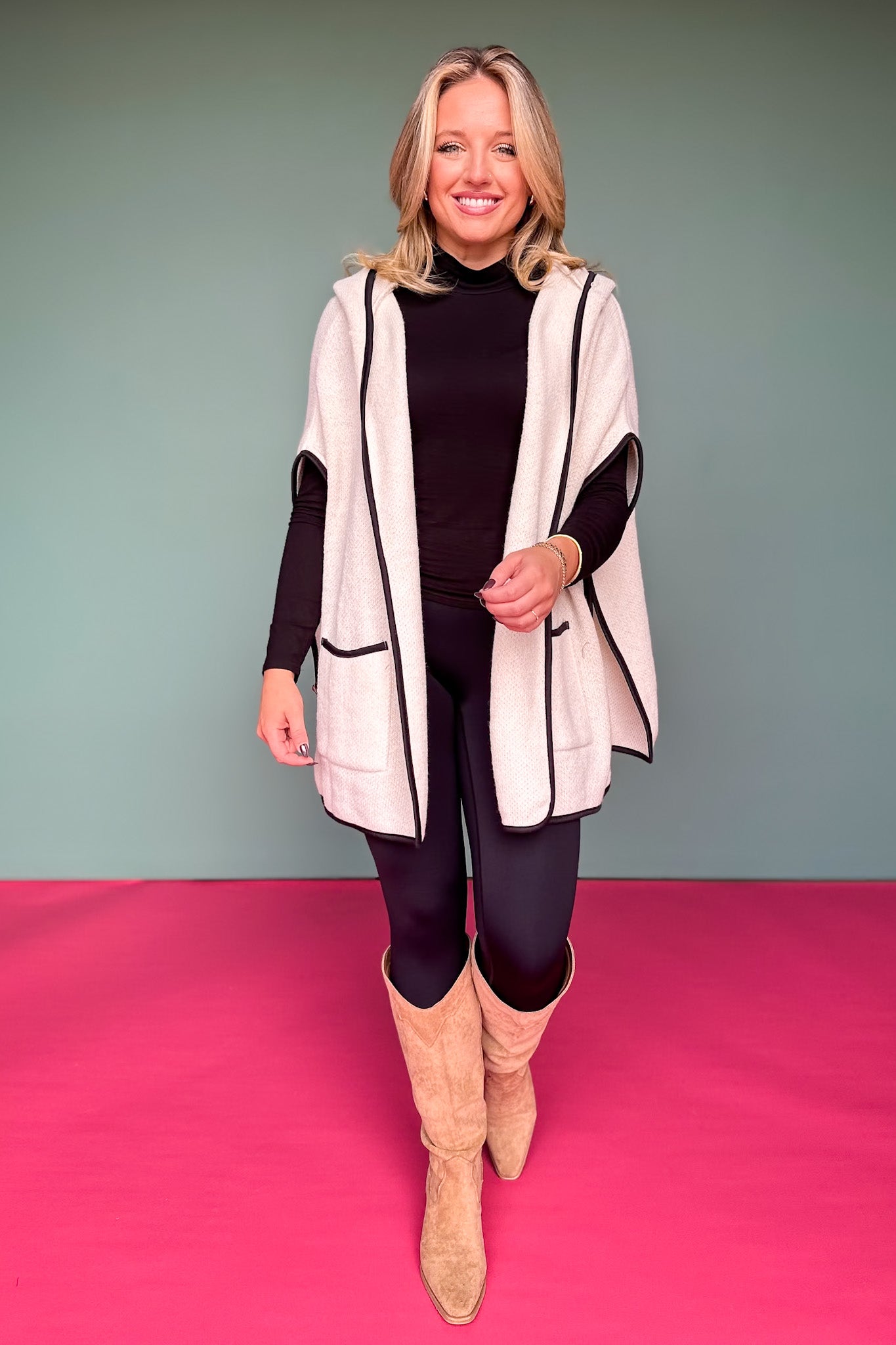 Ivory Hooded Poncho Wrap with Pockets