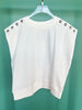 Off White Jersey Knit Accented Shoulder Stud Muscle Top *FINAL SALE*