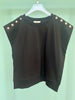 Black Jersey Knit Accented Shoulder Stud Muscle Top *FINAL SALE*