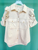 Cream Collared Button Down Ruffle Sleeve Top *FINAL SALE*