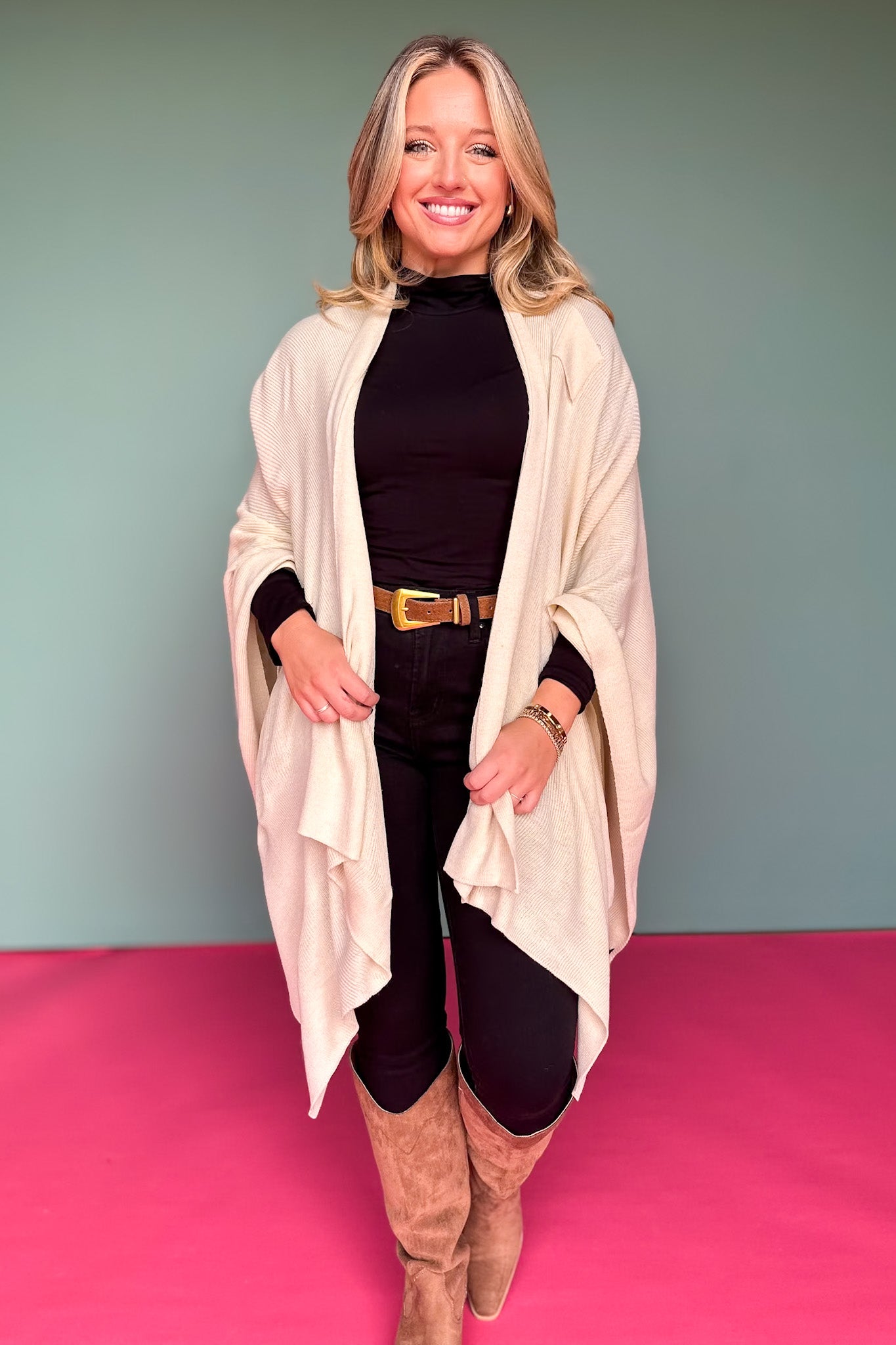 Ivory Asymmetrical Poncho Wrap