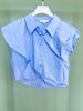 Light Blue Collared Button Down Puff Shoulder Top *FINAL SALE*