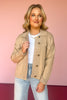 Taupe Button Front Collared Sweater Jacket