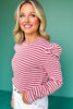 SSYS Lorraine Stripe Puff Sleeve Top In Pink *FINAL SALE*