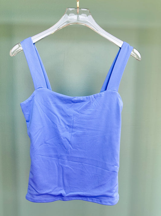 Blue Square Neck Wide Strap Sleeveless Top *FINAL SALE*