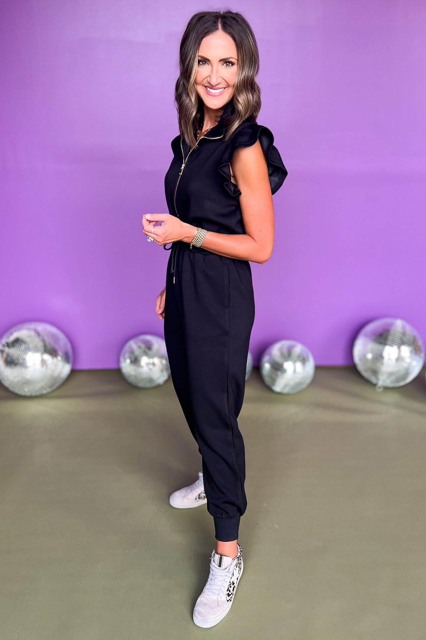 SSYS The Hallie Air Jumpsuit In Black, jumpsuit, must have jumpsuit, elevated jumpsuit, air fabric, elevated fabric, fall fashion, mom style, mom fashion, ssys by mallory fitzsimmons