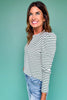 SSYS Lorraine Stripe Puff Sleeve Top In Green *FINAL SALE*