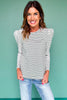 SSYS Lorraine Stripe Puff Sleeve Top In Green *FINAL SALE*