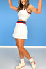 SSYS White Red Navy Band Pleated Skort