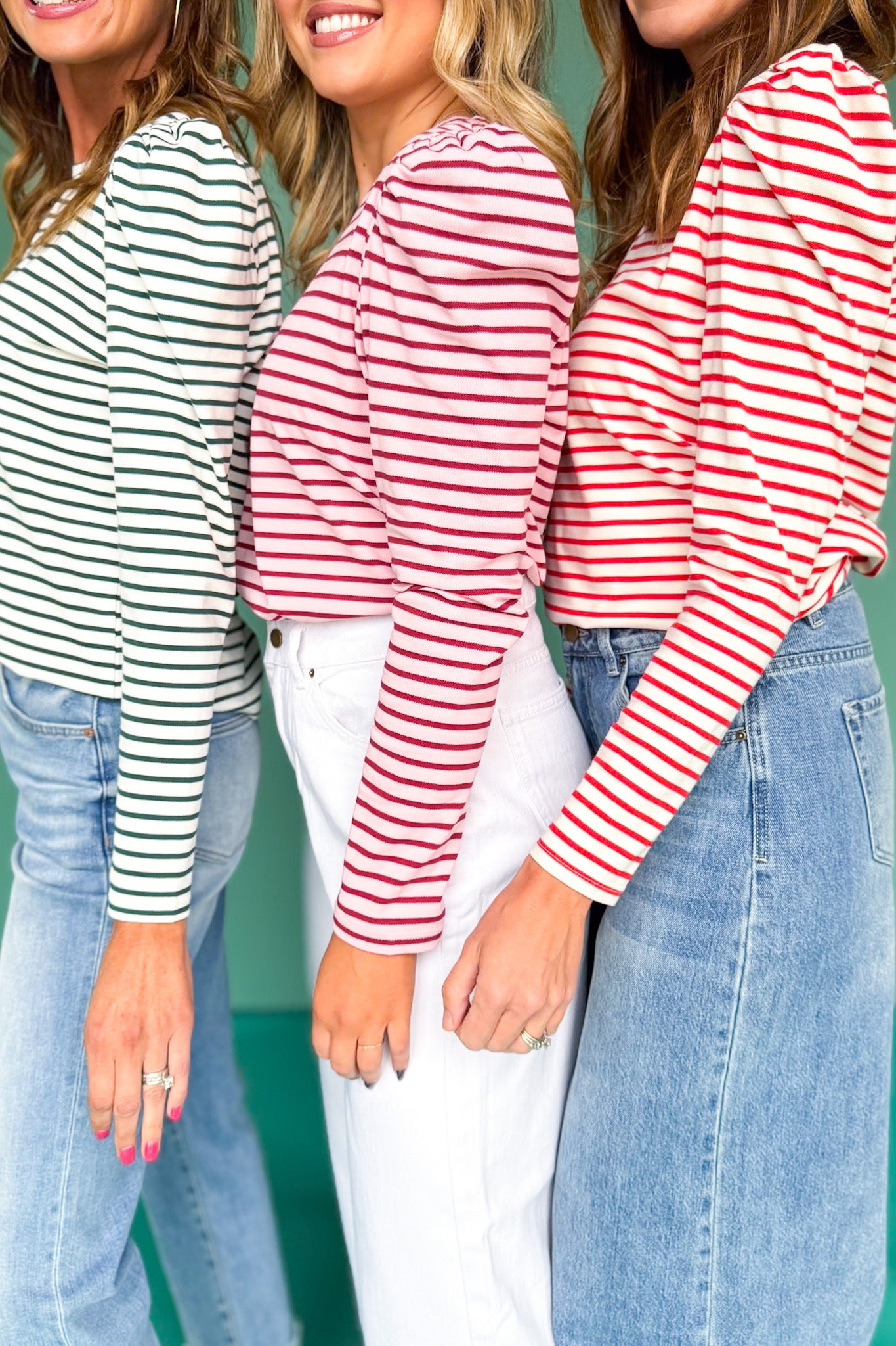 SSYS Lorraine Stripe Puff Sleeve Top In Red *FINAL SALE*