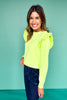SSYS Sylvia Ruffle Shoulder Sweater In Lime