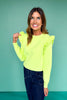 SSYS Sylvia Ruffle Shoulder Sweater In Lime