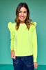 SSYS Sylvia Ruffle Shoulder Sweater In Lime