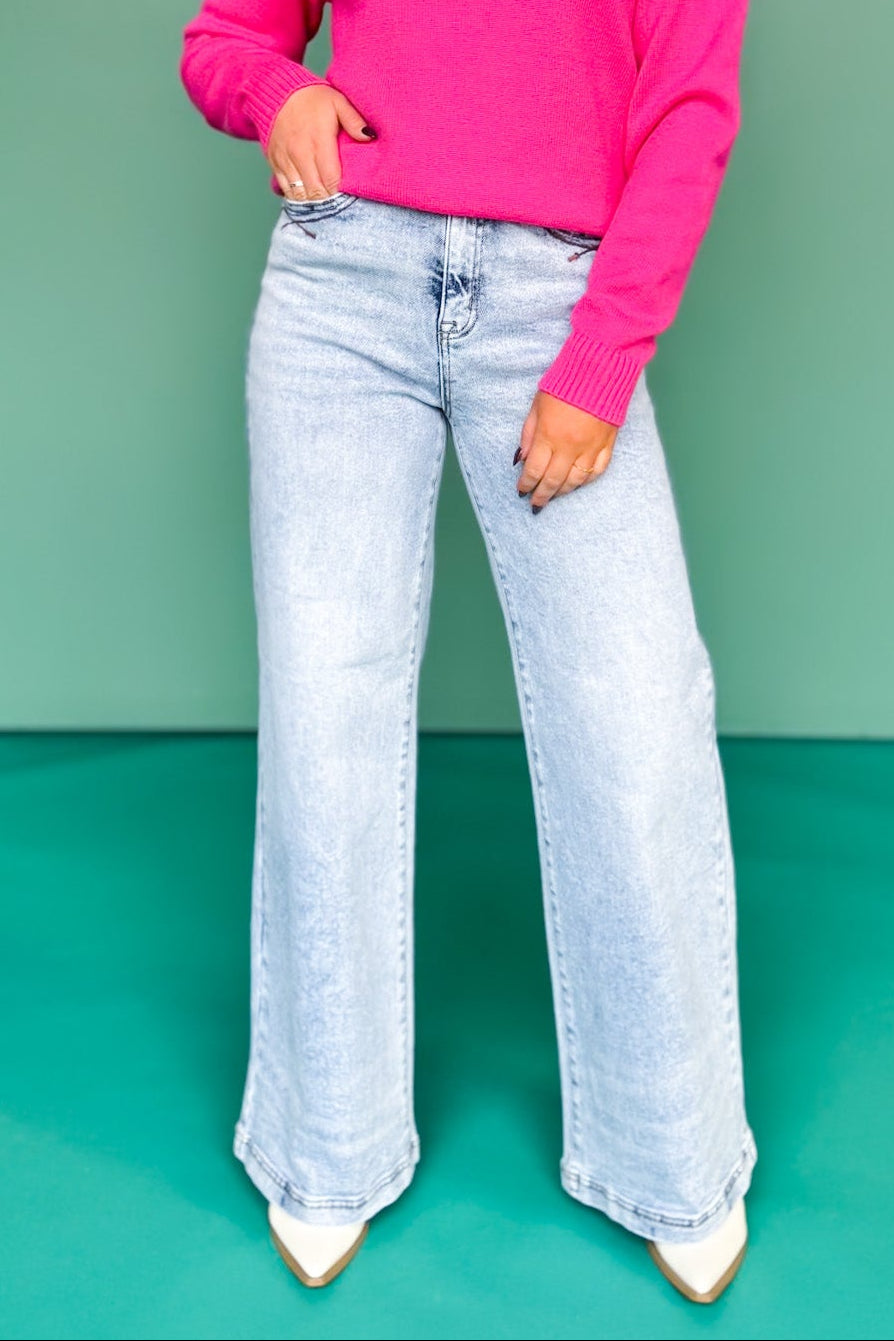 Saige Denim Light Wash High Rise Wide Leg Jeans