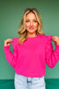 SSYS Sylvia Ruffle Shoulder Sweater In Hot Pink