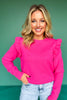 SSYS Sylvia Ruffle Shoulder Sweater In Hot Pink