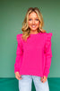 SSYS Sylvia Ruffle Shoulder Sweater In Hot Pink