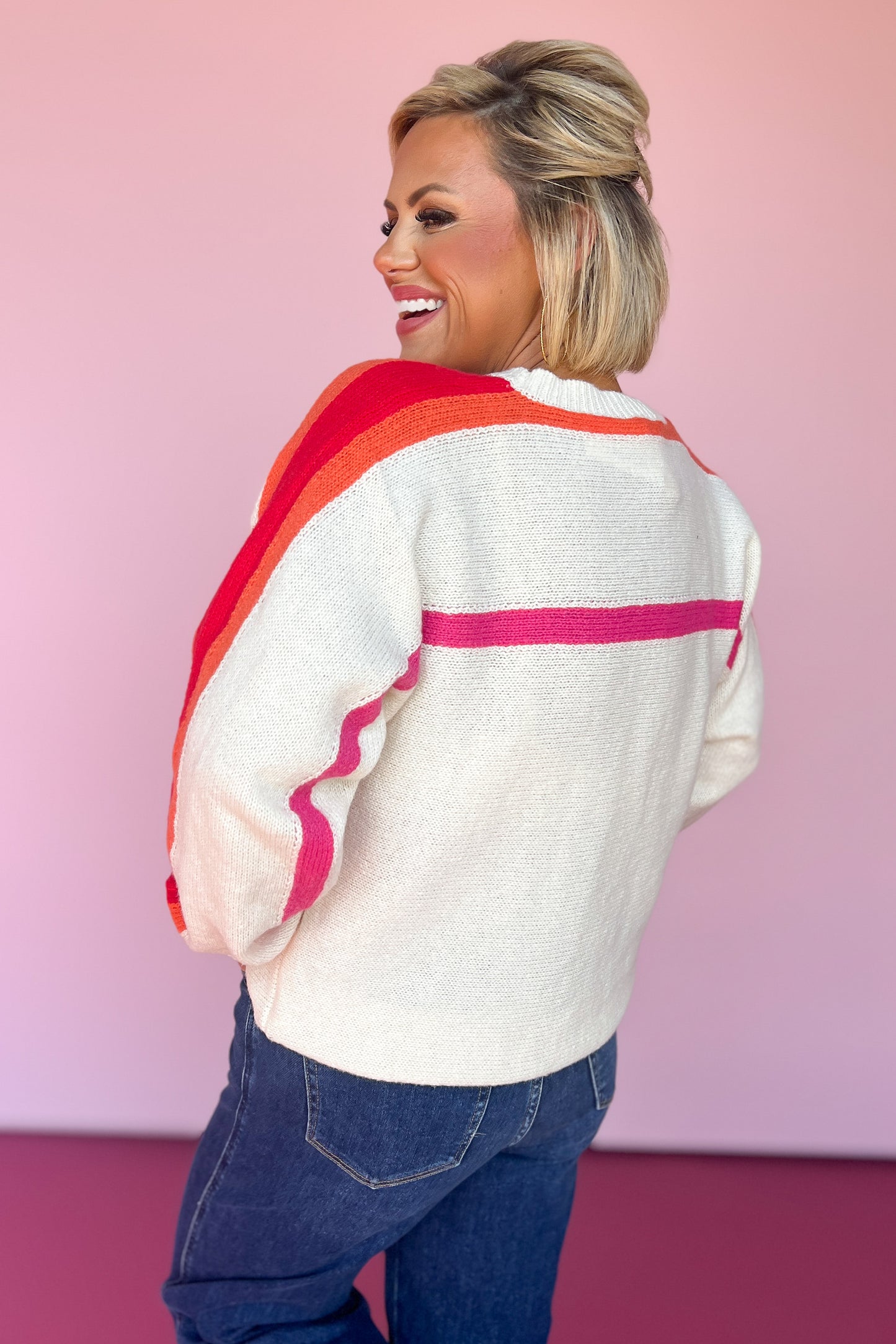 Ivory Colorblock Stripe Sweater