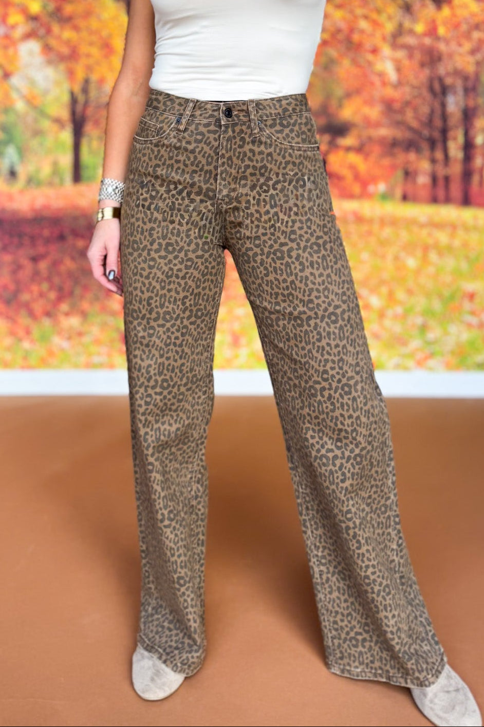 Mica Super High Wide Leg Animal Jeans