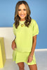 SSYS Crew Neck Short Sleeve Scuba Top In Lime, scuba drop, ssys must have, cozy fabric, easy to wear, ssys by mallory fitzsimmons