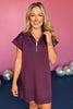 SSYS The Taylor Air 3/4 Zip Dress In Plum, ssys dress, ssys the label, elevated dress, mom style, mom dress, athleisure, must have dress, go to dress, ssys by mallory fitzsimmons