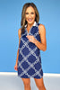SSYS Navy Chain Scuba Collared Sleeveless Active Dress