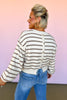 Tan Knit Stripe Back Button Design Sweater, Fun casual sweater, casual fall sweater, stripe fall sweater, perfect fall sweater, stripe top, perfect fall top, SSYS by mallory fitzsimmons