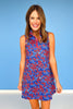 SSYS Zoey Ruffle Collar Zipper Dress In Royal Red Ditsy Floral