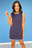 SSYS Contrast Sleeveless Scuba Dress Romper In Navy White