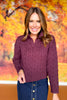 SSYS Bren Cable Knit Collared Sweater In Deep Burgundy