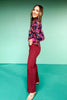 Mica Deep Burgundy High Rise Wide Leg Jeans