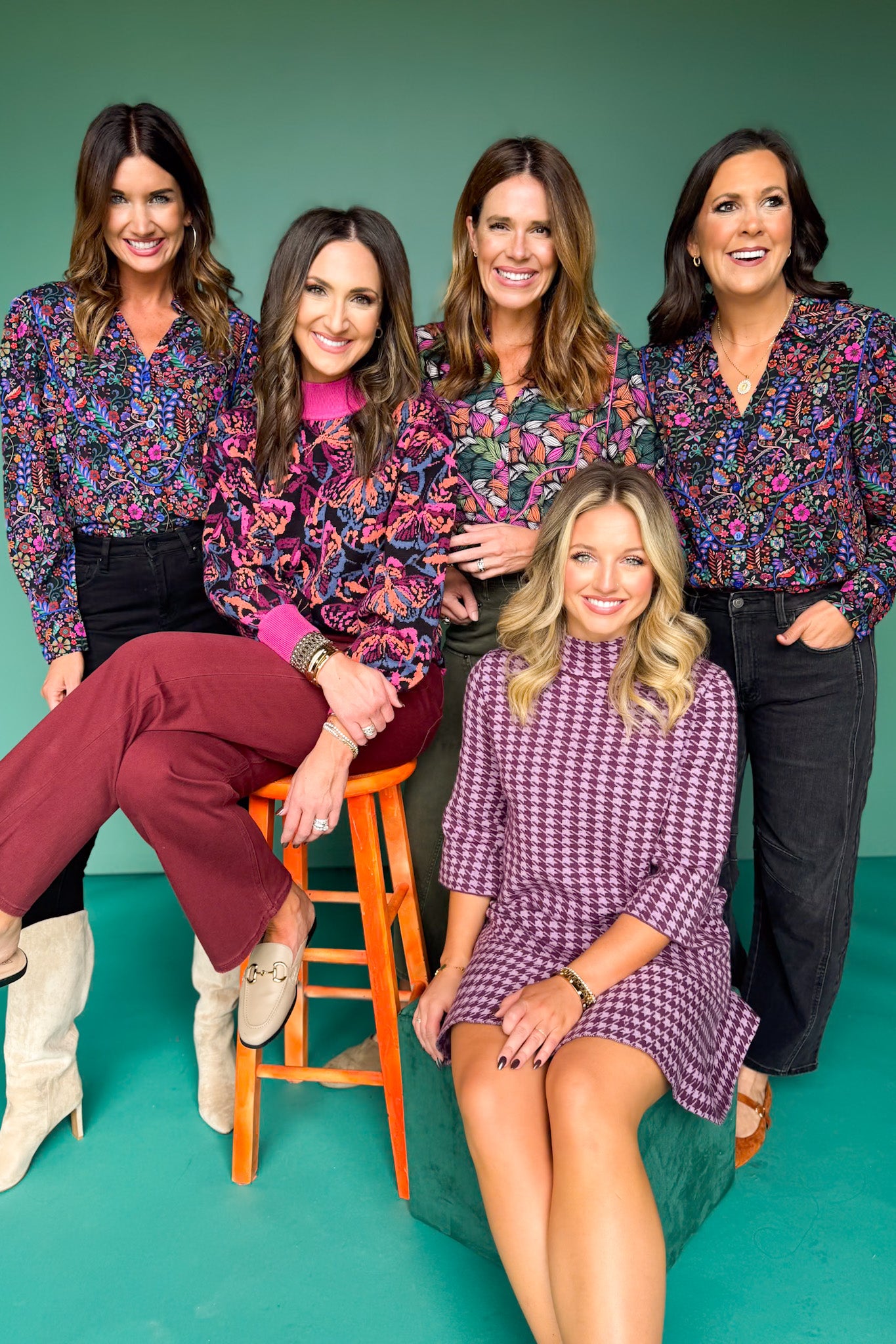 SSYS Misha Mock Neck Sweater In Magenta Butterfly