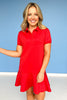 SSYS Margaret Drop Waist Collared Scuba Dress In Red