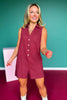SSYS Kate Denim Pearl Button Romper In Maroon