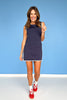 SSYS Contrast Sleeveless Scuba Dress Romper In Navy White