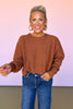 Brown Knit Wide Ribbed Crew Neck Sweater, perfect basic sweater, basic fall sweater, fall sweater, brown sweater, elevated basics, mom style, chic style, cozy sweater, cozy knit, SSYS by Mallory Fitzsimmons 