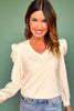 SSYS Sarah V Neck Long Puff Sleeve Top In Ivory