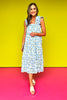THML Blue Floral Print Tiered Maxi Dress