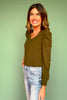 SSYS Sarah V Neck Long Puff Sleeve Top In Olive