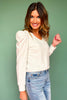 SSYS Sarah V Neck Long Puff Sleeve Top In Marble Grey