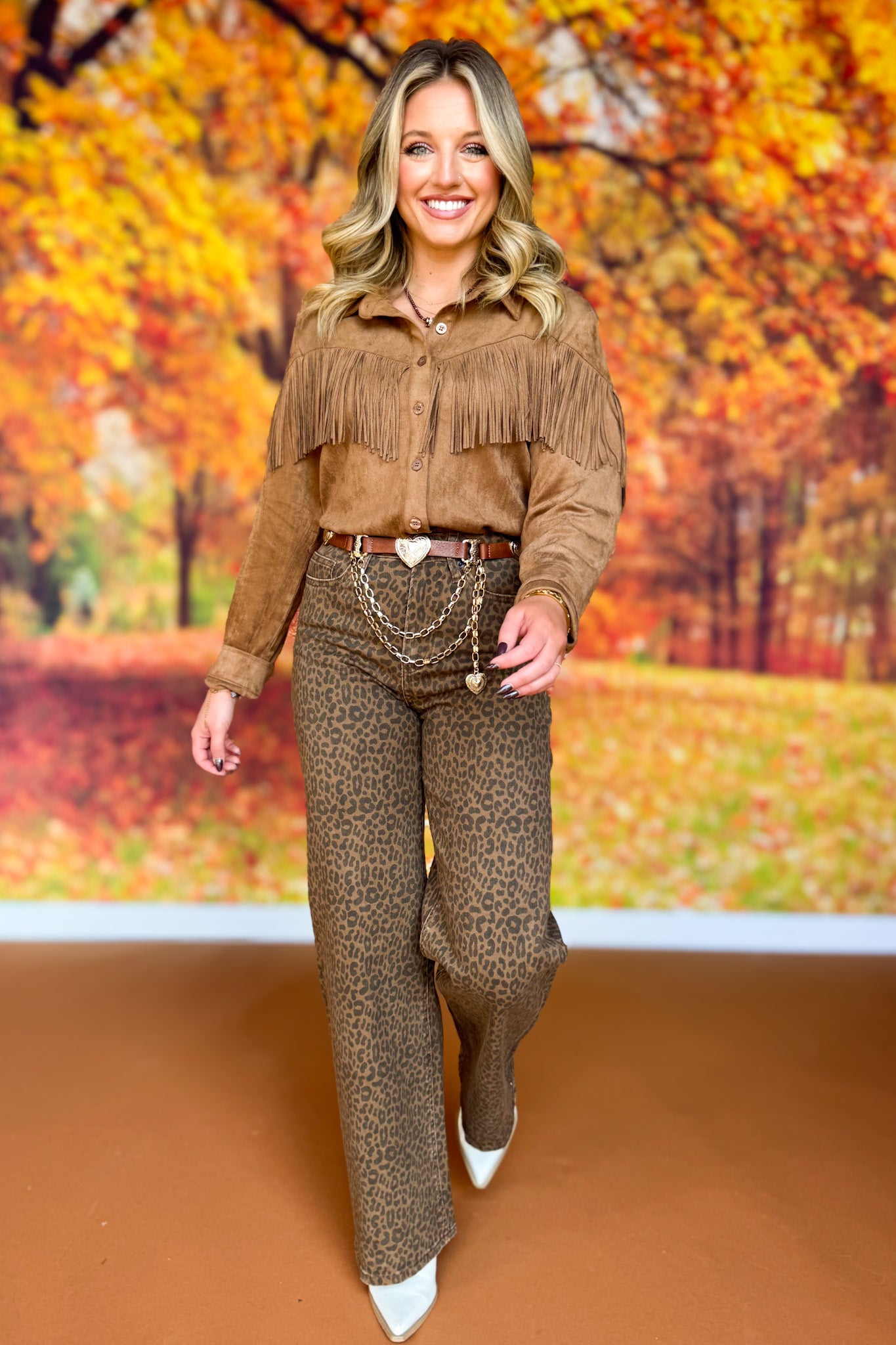 SSYS Campbell Fringe Suede Top In Tan