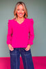 SSYS Sarah V Neck Long Puff Sleeve Top In Pink