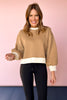 ssys the sloan pullover, mom on the go, athleisure wear, ivory, tan, throw on and go, cozy, chic, elevated basic, oversized sweatshirt, colorblock, easy to wear, fun, bright, elevated pullover, ssys by mallory fitzsimmons