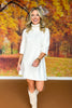 SSYS Evie Long Sleeve Turtleneck Mini Sweater Dress In Ivory