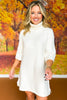 SSYS Evie Long Sleeve Turtleneck Mini Sweater Dress In Ivory