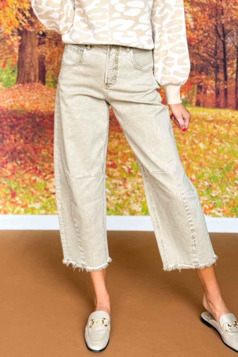 Mica Adjustable Super High Rise Cropped Barrel Leg Jeans