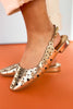 Gold Scallop Laser Cut Detail Slingback Flats