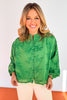 Green Embroidered Detail Button Down Top