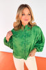 Green Embroidered Detail Button Down Top